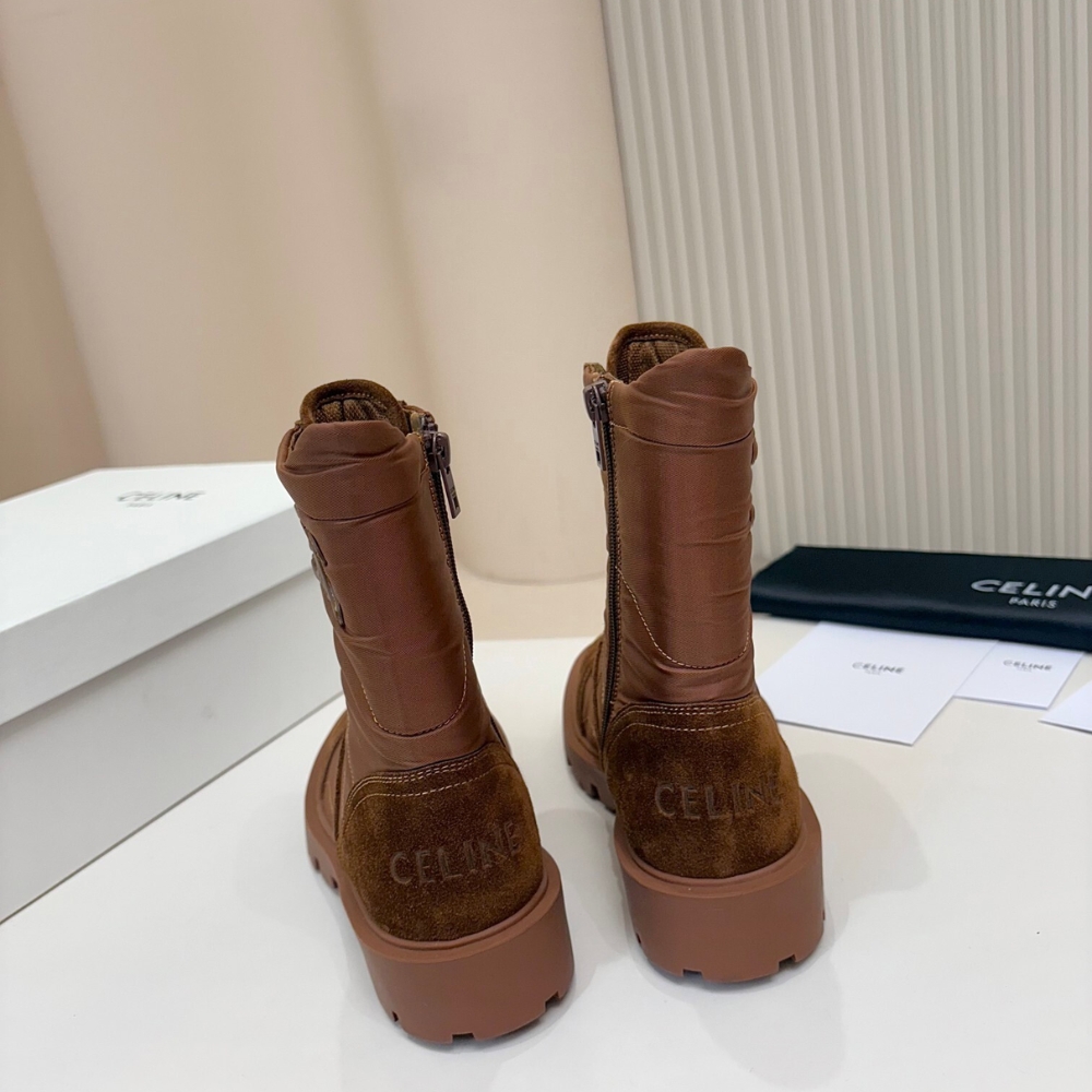 CELINE MARGARET BOOT IN NYLON AND SUEDE BROWN 365115243C 04DB - Image 8