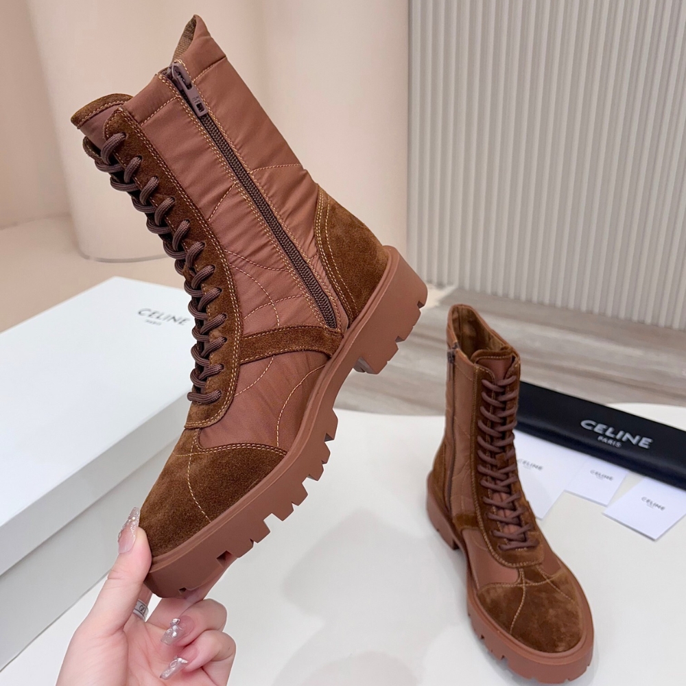 CELINE MARGARET BOOT IN NYLON AND SUEDE BROWN 365115243C 04DB - Image 6