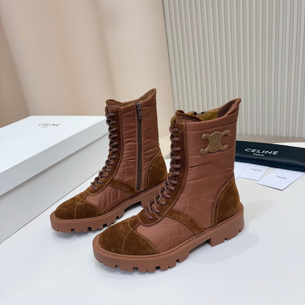 CELINE MARGARET BOOT IN NYLON AND SUEDE BROWN 365115243C 04DB - Image 5