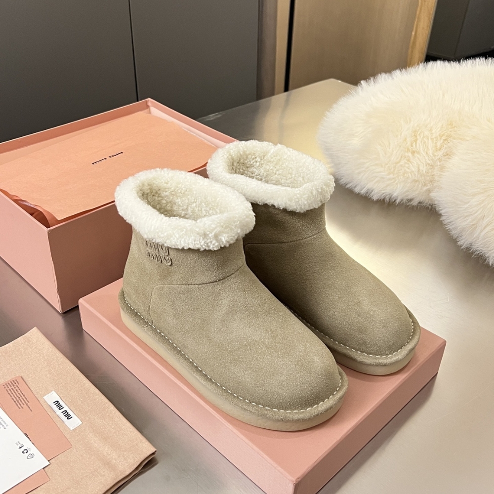 MIUMIU SUEDE AND SHEARLING BOOTIES DESERT BEIGE 5T515E Z0G F0F24 F ZF15 - Image 3