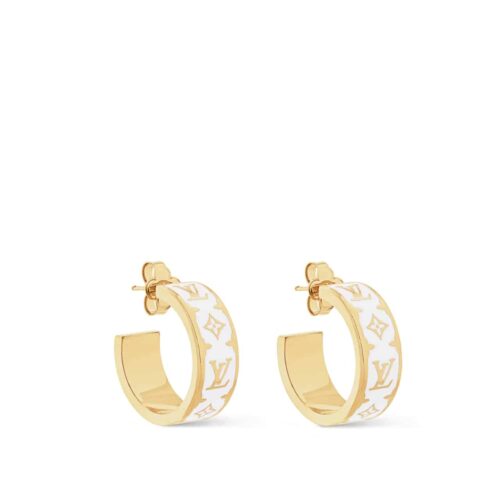 Louis Vuitton Nanogram Enamel Earrings White M01830