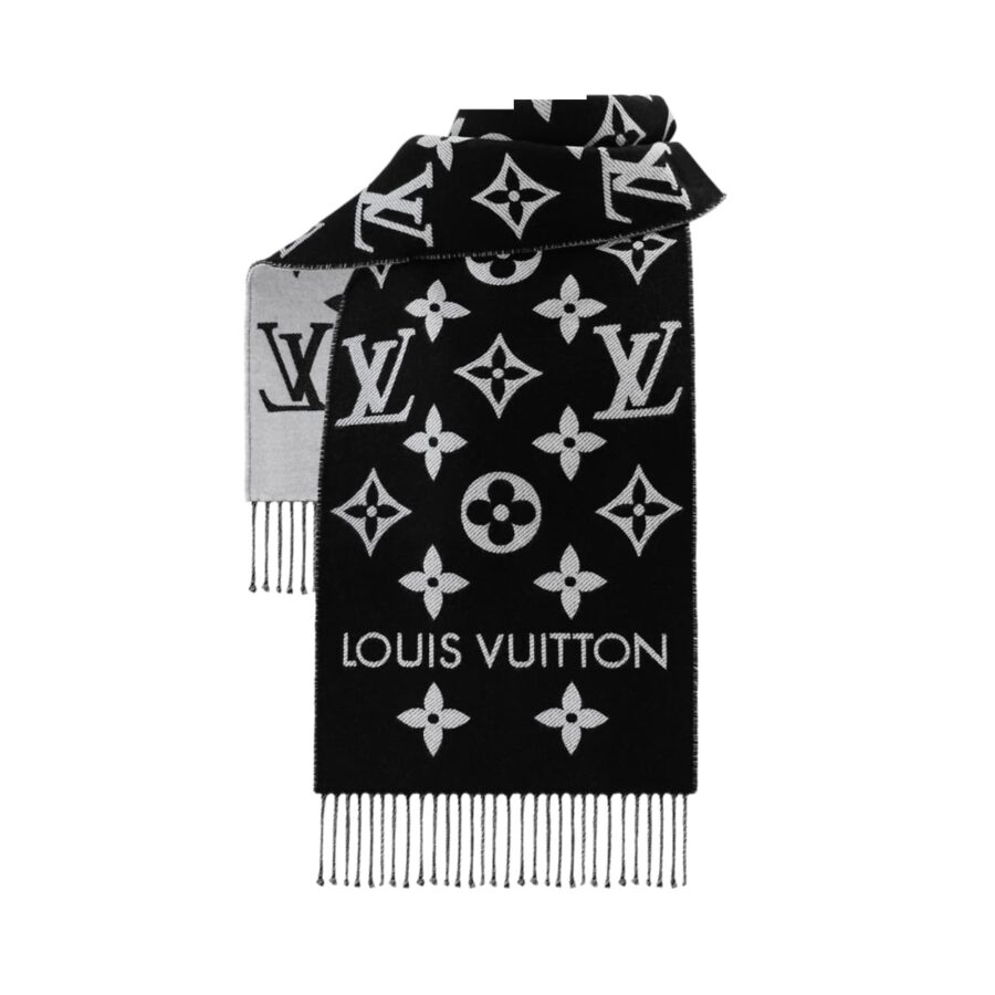 LOUIS VUITTON LV MONOGRAM ESSENTIAL SCARF ENCRE BLACK M77853