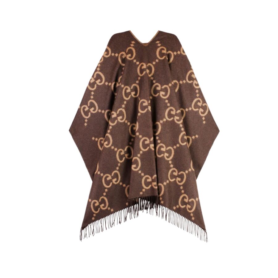 GUCCI CASHMERE PONCHO BROWN 120CM