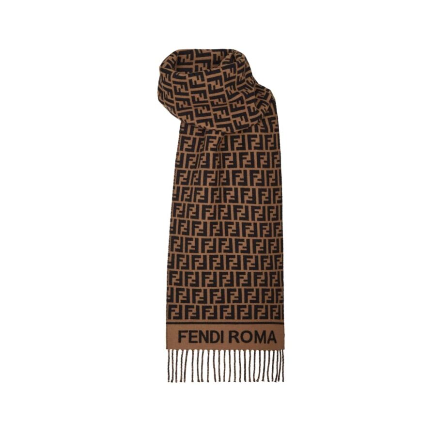 FENDI FF SCARF WOOL AND CASHMERE BROWN FXT113AQCWF0QE1