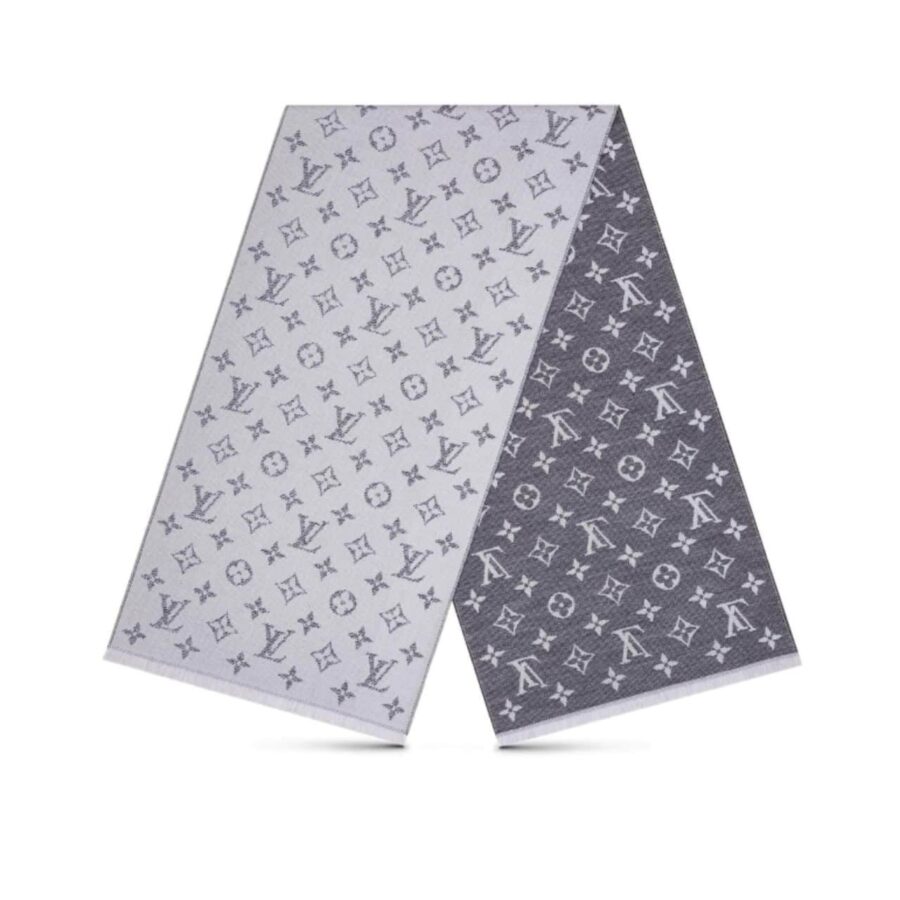 LOUIS VUITTON CACHECOL MONOGRAM DENIM SCARF LIGHT GREY