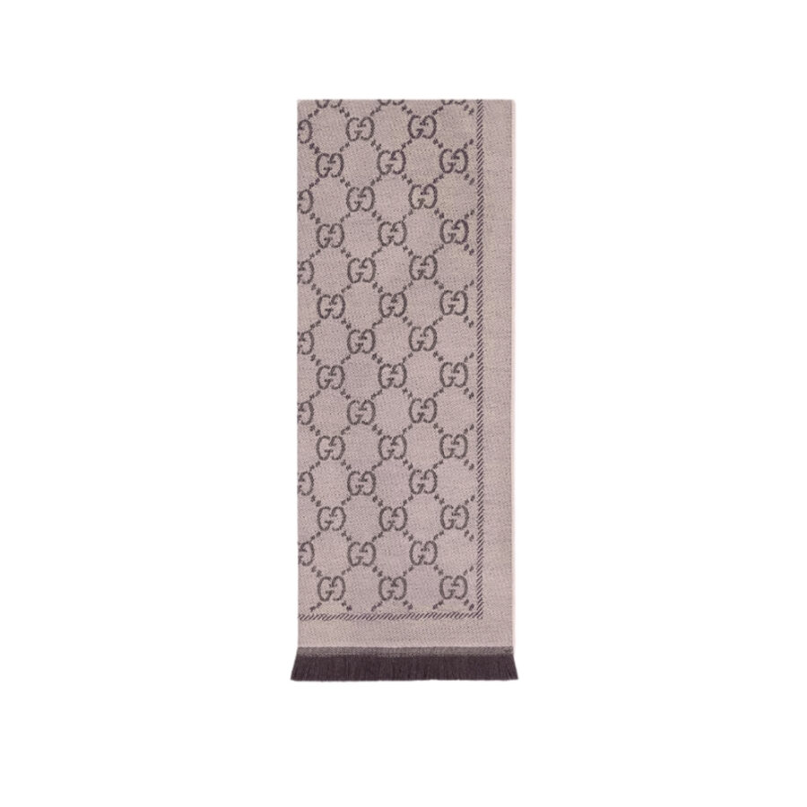 GUCCI GG WOOL SCARF BROWN 180CM ‎133483 3G200 2764