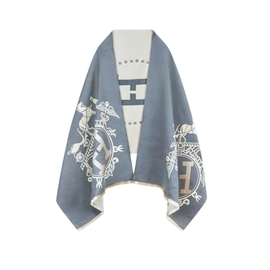 HERMES CASHMERE WOOL SCARF WRAP SHAWL IN GREY 180CM