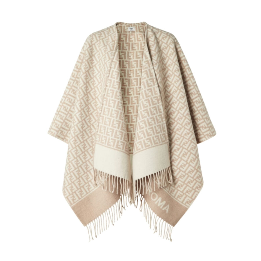 FENDI PONCHO BEIGE WOOL AND CASHMERE PONCHO FXX723AQCWF0QB9