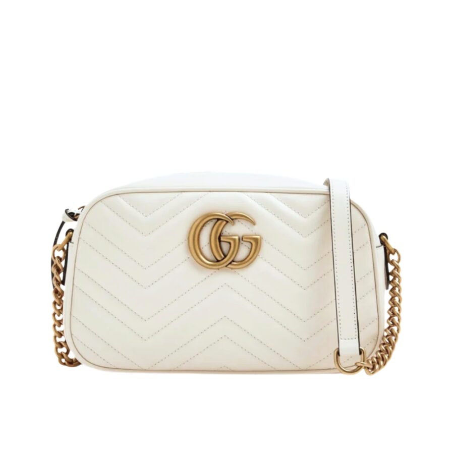 GUCCI GG MARMONT SMALL SHOULDER BAG ‎WHITE 24CM 447632 DTD1T 9022