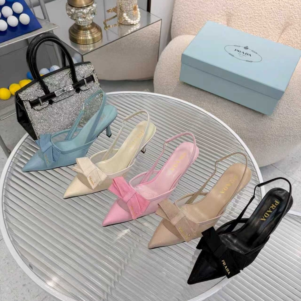 Prada Mesh Fabric Slingback Pumps In Black - Image 9