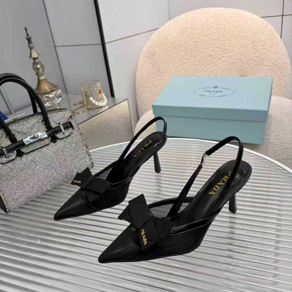 Prada Mesh Fabric Slingback Pumps In Black - Image 4