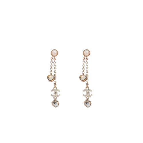 Chanel Heart Shaped Earrings Crystal In Gold Abg245 B21749 U3282