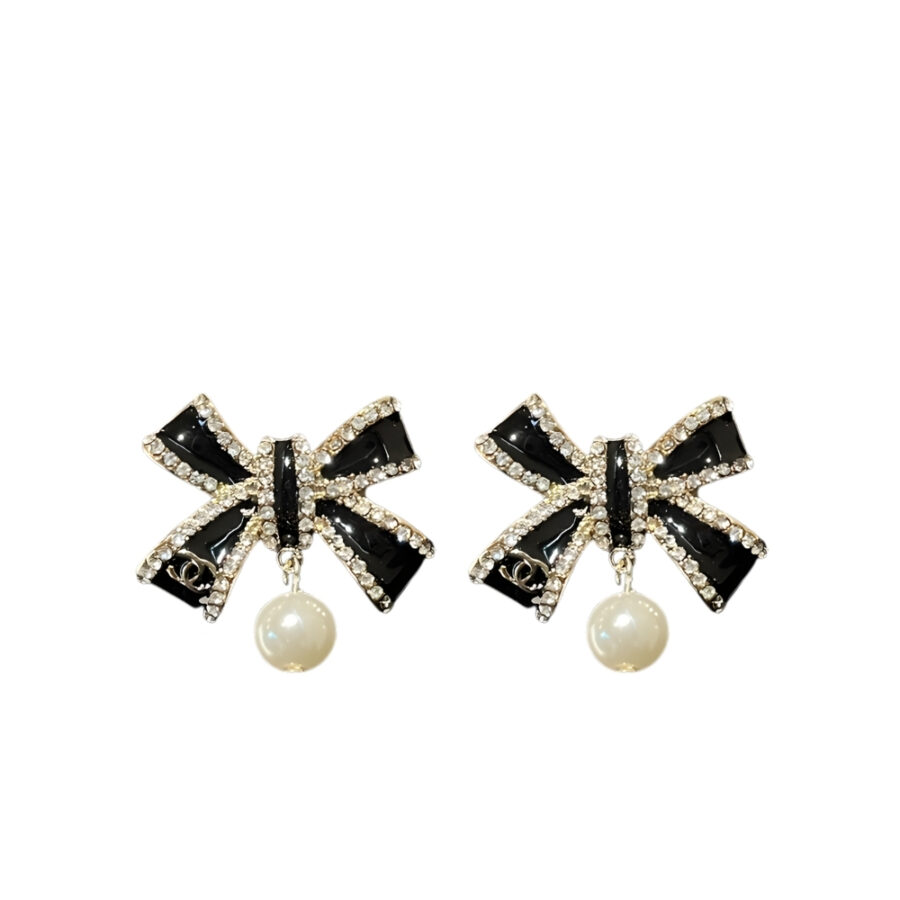 Chanel Cc Costume Earrings Black Abg402 B21902 U3576