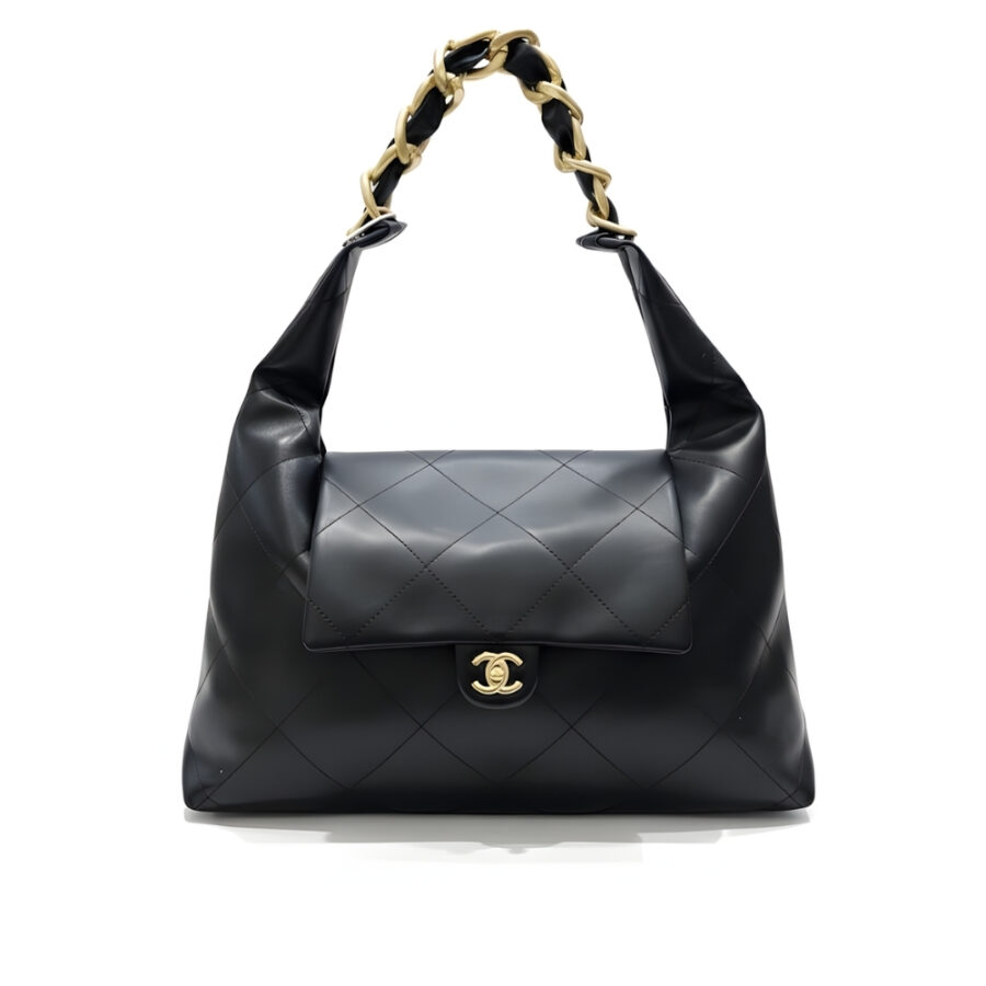 Chanel Maxi Hobo Bag Black Leather 43Cm AS5839 B22140 94305