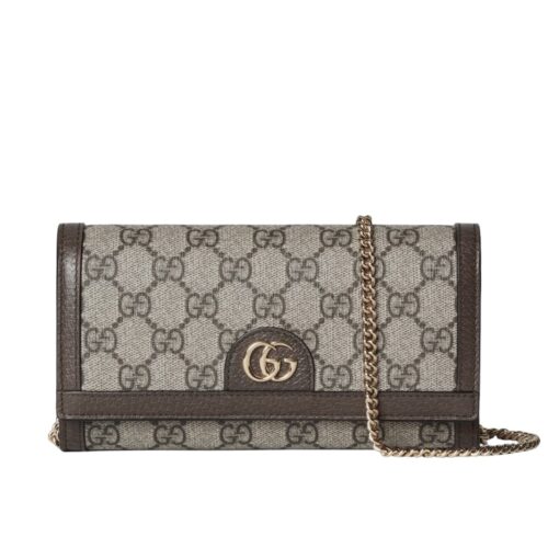 Gucci Ophidia Chain Wallet Beige Gg Supreme Canvas 19Cm 772309K9Gsg8367