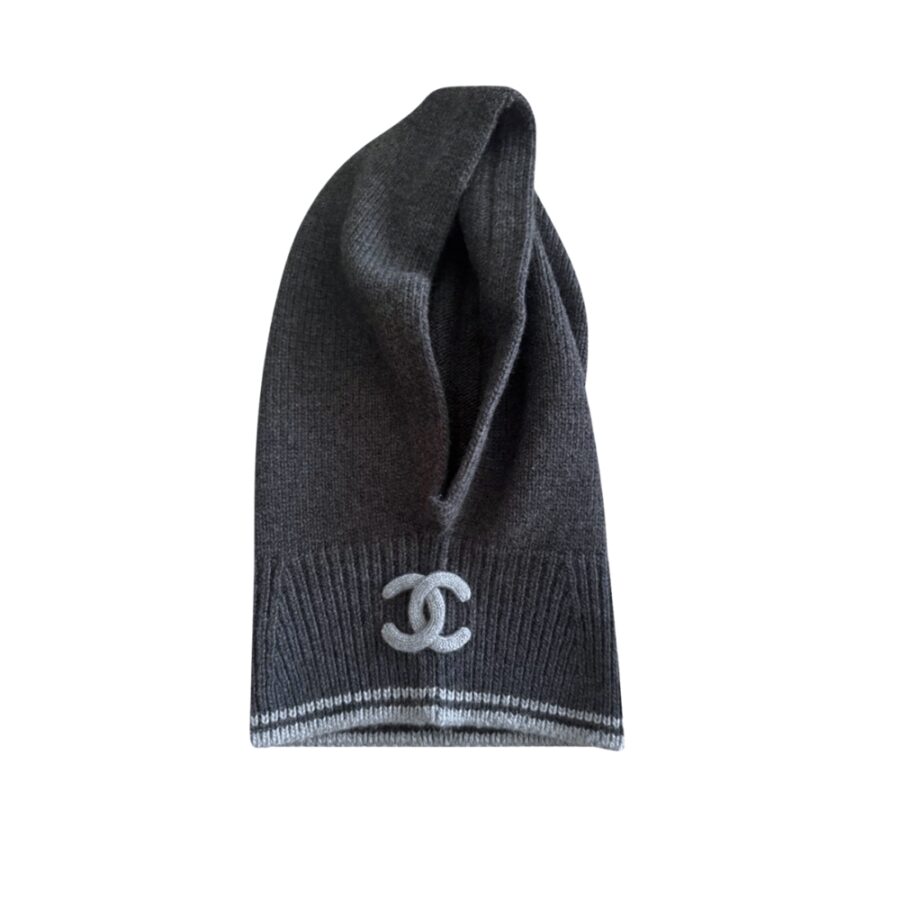 Chanel Cashmere Balaclava Black And Dark Gray Aab439 B22094 U4004