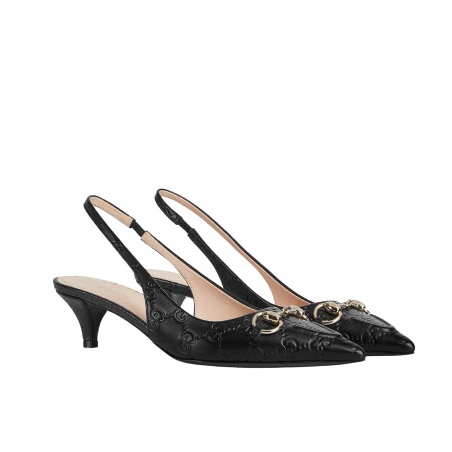Gucci Women Horsebit Slingback Pump Black 782407 Aaegj 1000