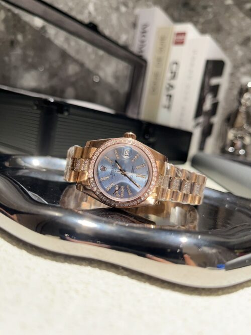 Alternative view of Rolex Datejust Diamond In Rose Gold With Blue Dial 31mm