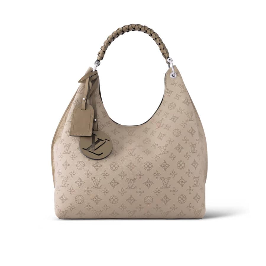 Louis Vuitton Carmel Mahina Leather Galet Grey 40cm M21775
