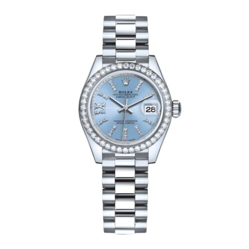 Rolex Lady Datejust 28 Ice Blue Dial Platinum Diamond 28mm 279136iblsrdp