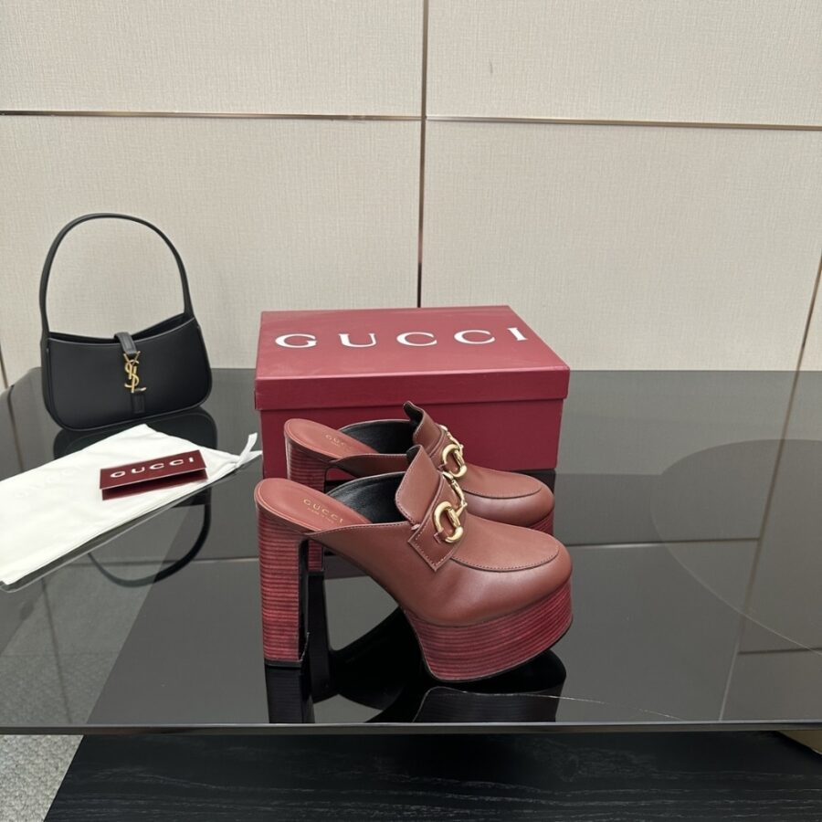 Alternative view of Gucci Women Platform Mule With Horsebit Red Leather ‎835315 Aadcw 6207