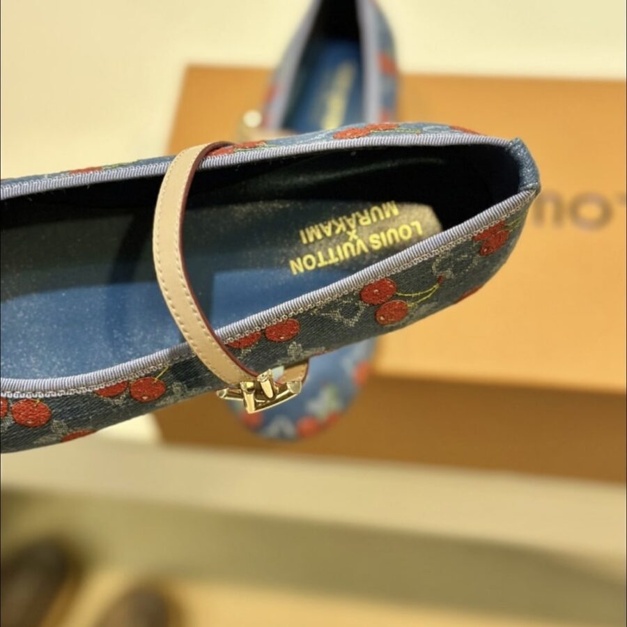Alternative view of Louis Vuitton X Takashi Murakami Romy Flat Ballerina Monogram Cherry Denim 1Ahkov
