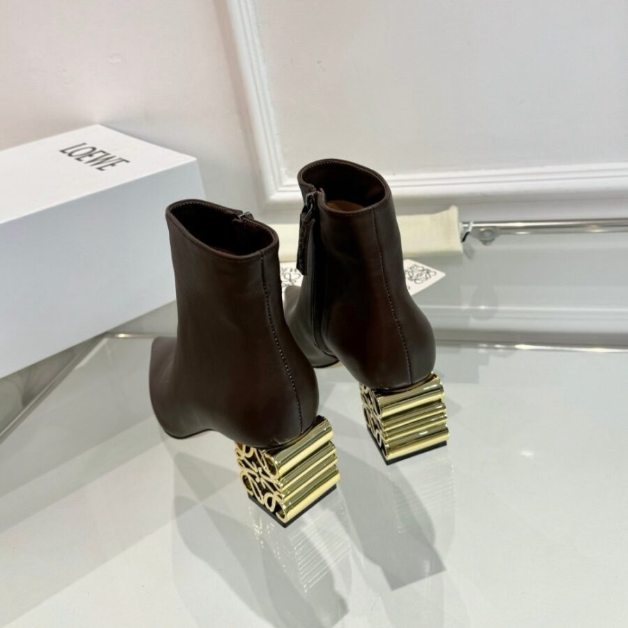 Alternative view of Loewe Anagram Leather Ankle Boots Brown