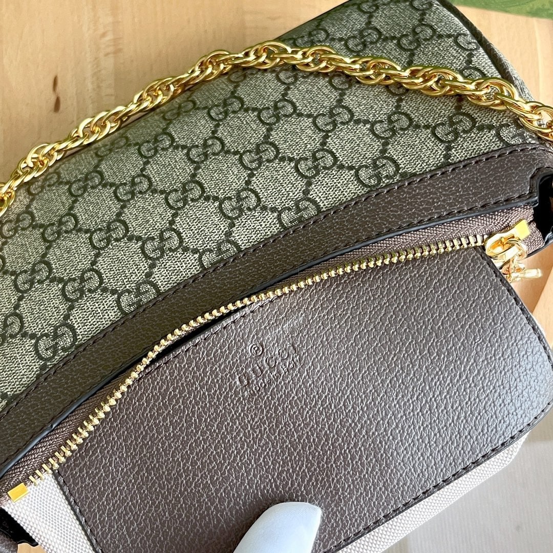 Gucci Ophidia Small Shoulder Bag Beige And Dark Brown 25Cm 735132 FABLE 9442 - Image 8