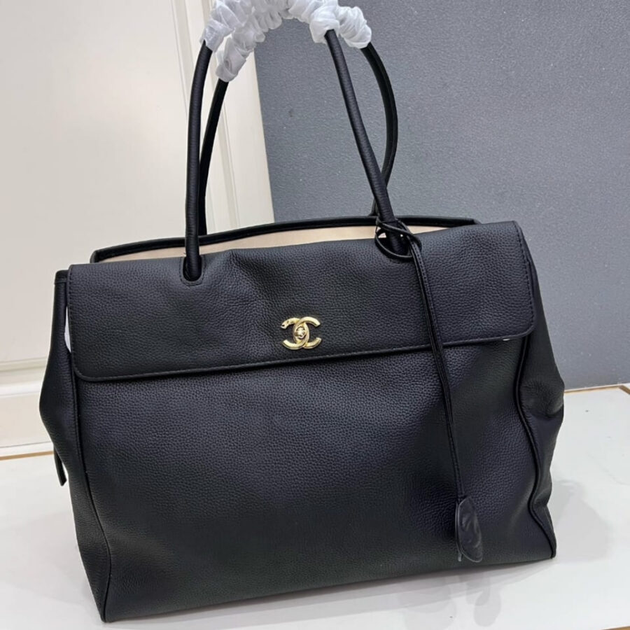 Alternative view of Chanel Large Tote Bag Grained And Gold Tone Metal Black 43cm AS6289 B24248 94305