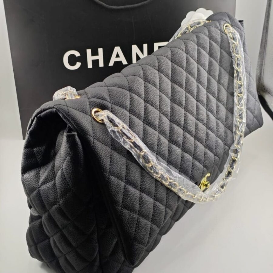 Alternative view of Chanel Xxl Airline Classic Travel Flap Bag Caviar Leather Black Gold Hardware 46Cm