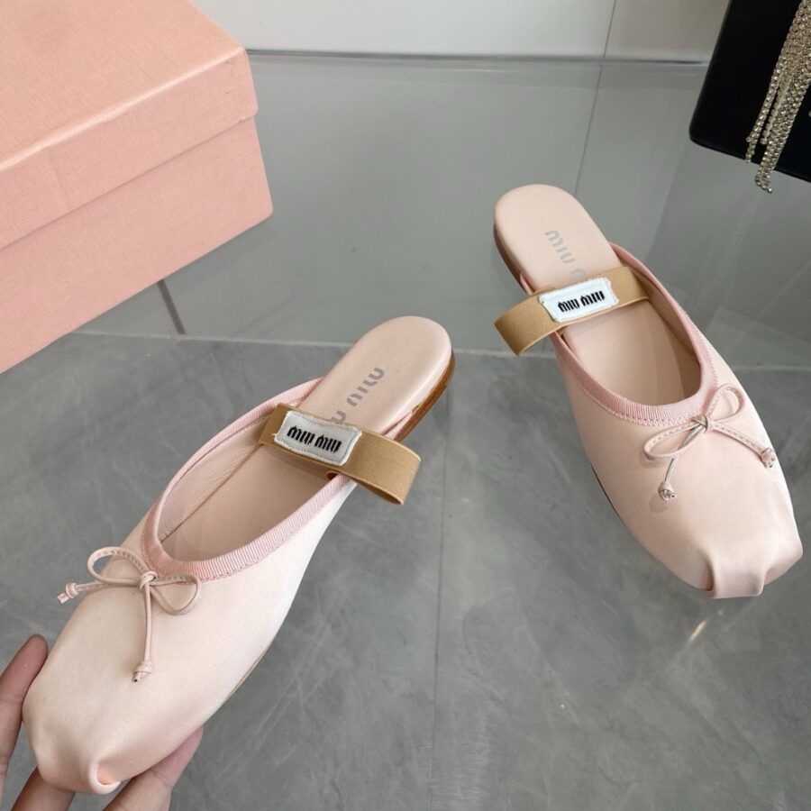 Alternative view of Miumiu Satin Ballerina Mules Orchid Pink 5F451E Qu6 F0615 F 005