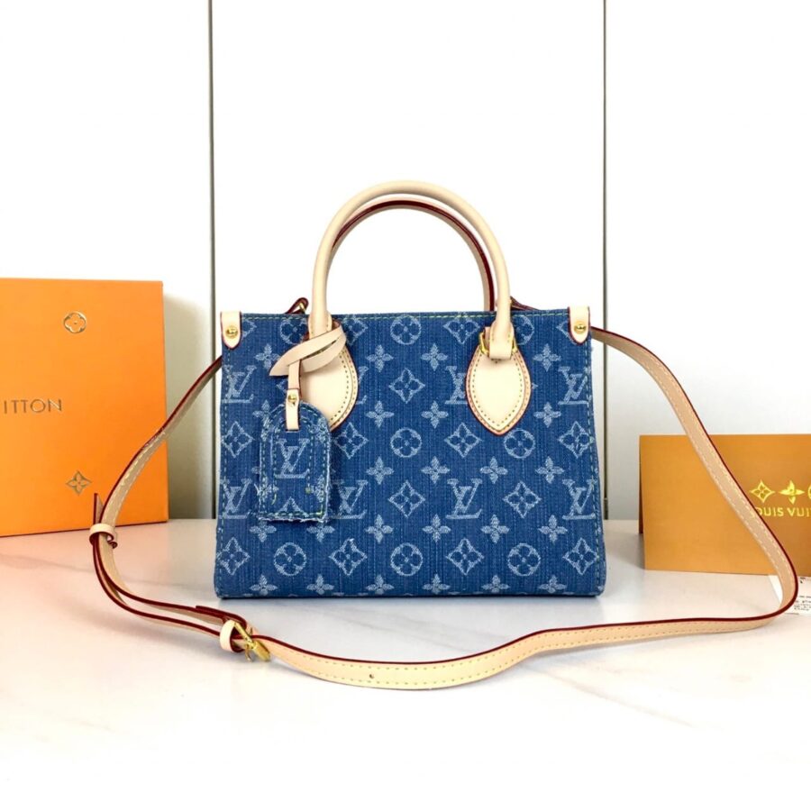 Alternative view of Louis Vuitton Onthego Lv Monogram Denim Tote Bag Light Blue 25Cm