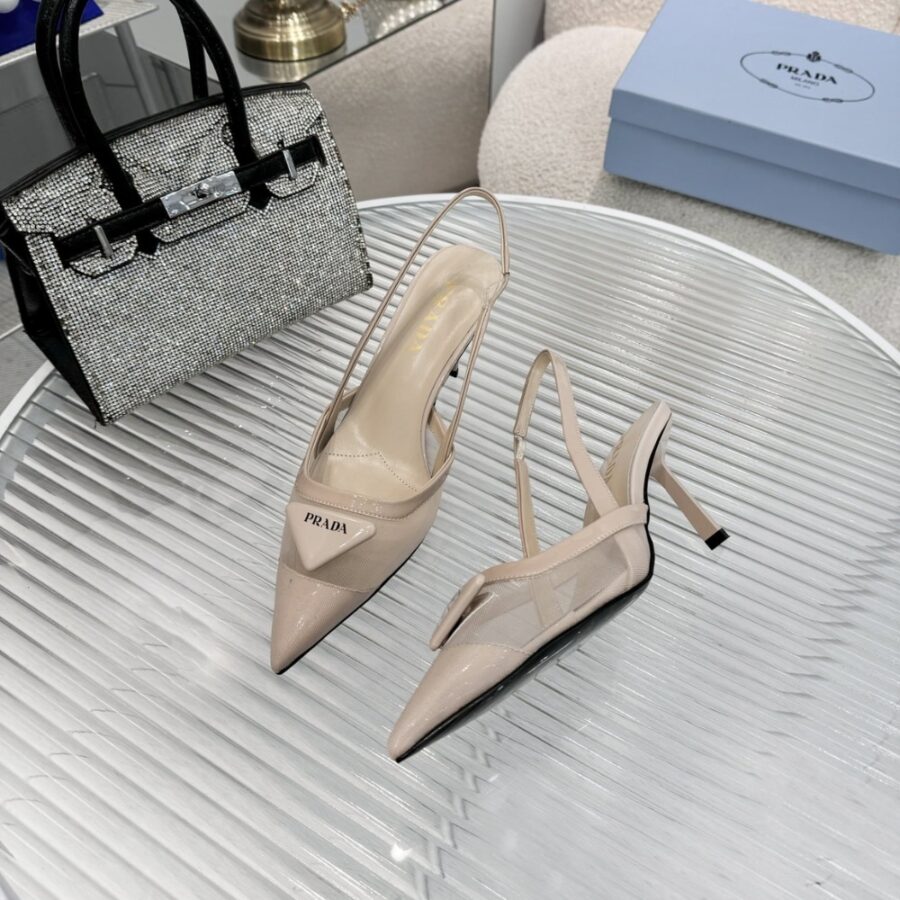 Alternative view of Prada Mesh Fabric Slingback Pumps Travertine Stone 1I891N 099 F0485 F 075