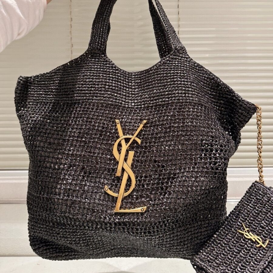 Alternative view of Saint Laurent Icare In Raffia Black 45Cm 772191Gaafm1000
