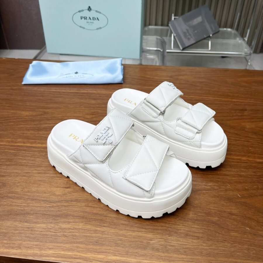 Alternative view of Prada Quilted Leather Platform Sandals White