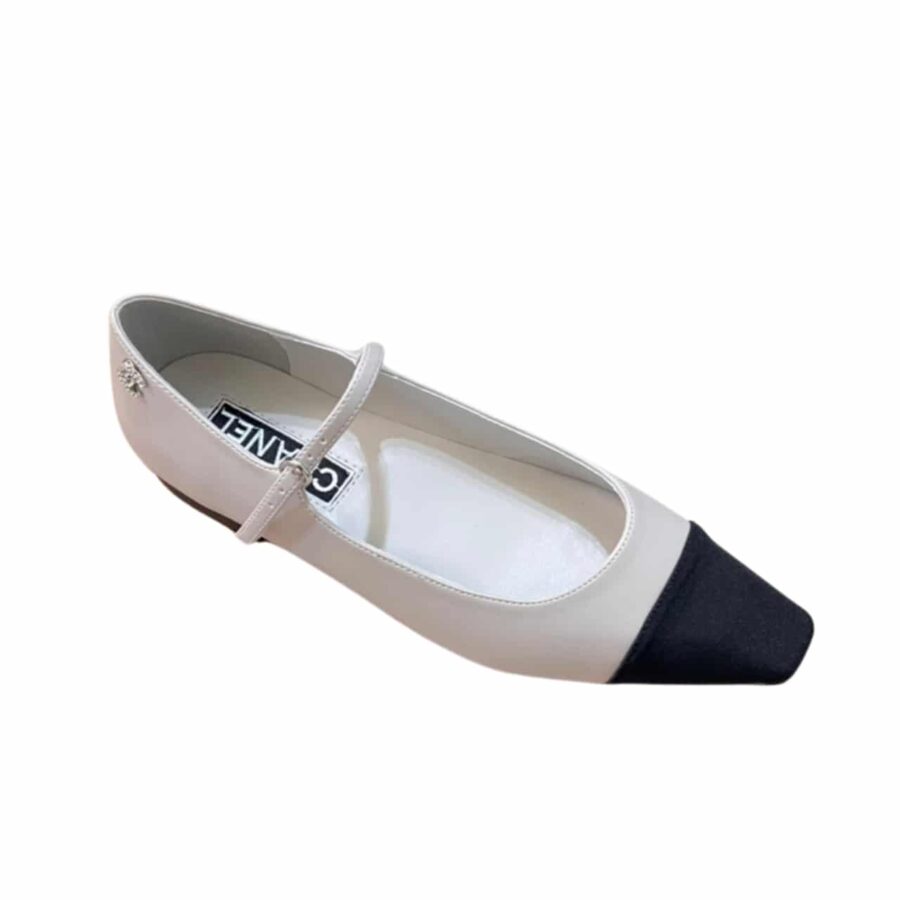 Chanel Square Toe Ballet Flats Black White