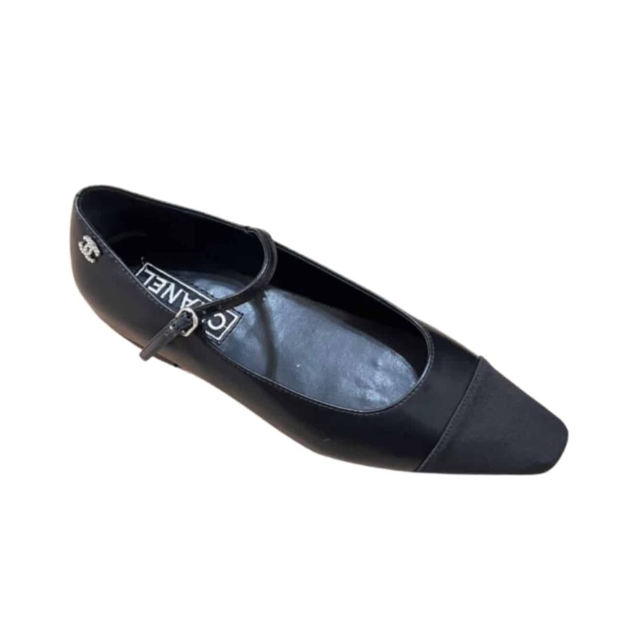 Chanel Square Toe Ballet Flats Black