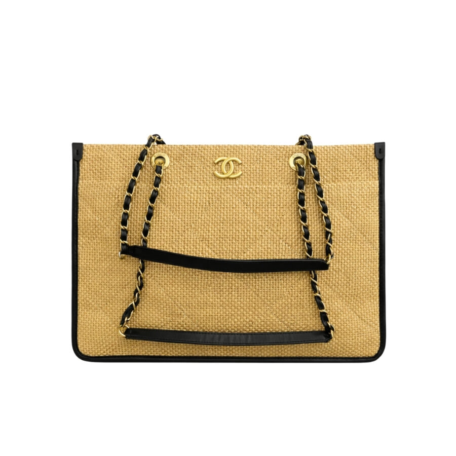Chanel Shopping Bag Natural Straw Beige 39Cm