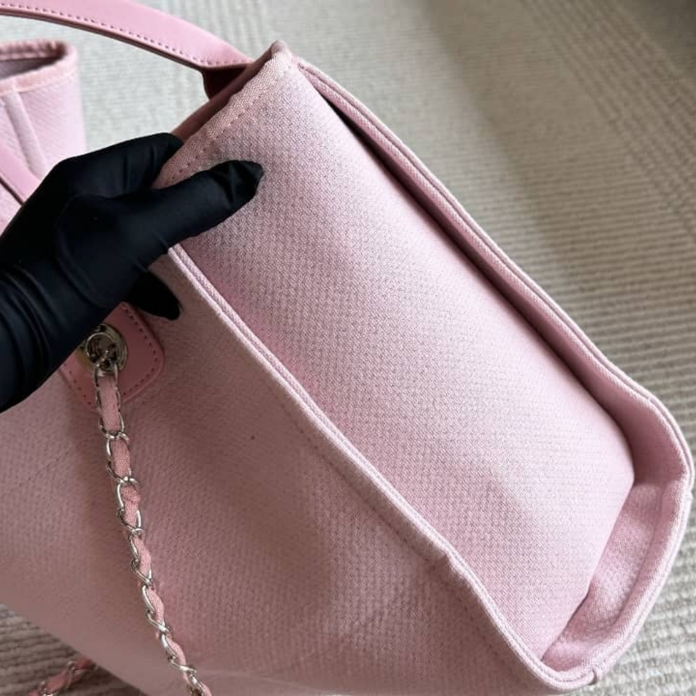 Chanel Small Deauville Shopping Tote Bag Mixed Fibers Pink 33Cm AS3257 B07300 NH622 - Image 3