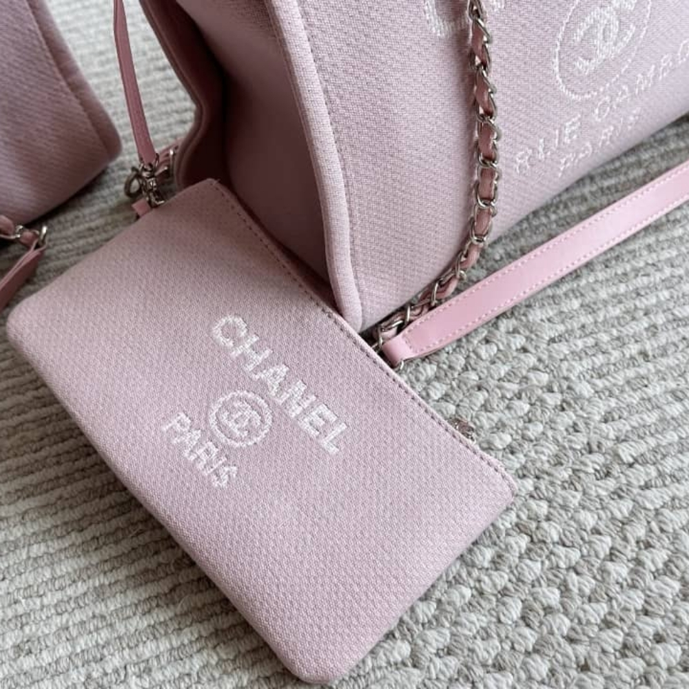 Chanel Small Deauville Shopping Tote Bag Mixed Fibers Pink 33Cm AS3257 B07300 NH622 - Image 5