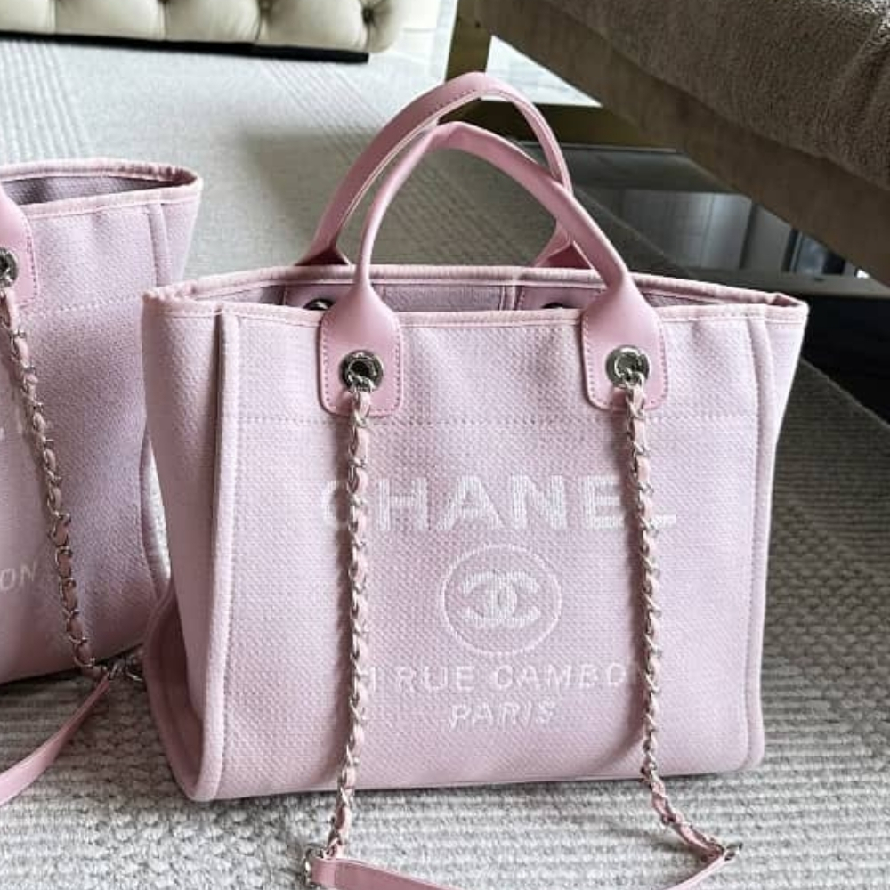 Chanel Small Deauville Shopping Tote Bag Mixed Fibers Pink 33Cm AS3257 B07300 NH622 - Image 2