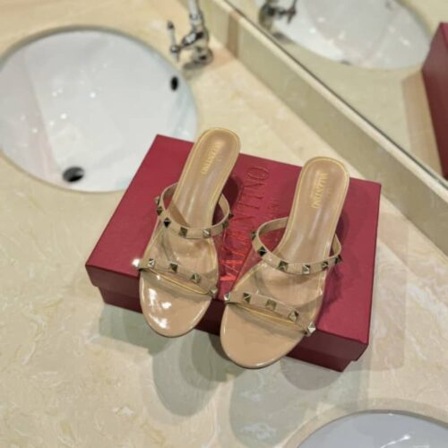 Alternative view of Valentino Garavani Rockstud Skin Heeled Sandals Beige