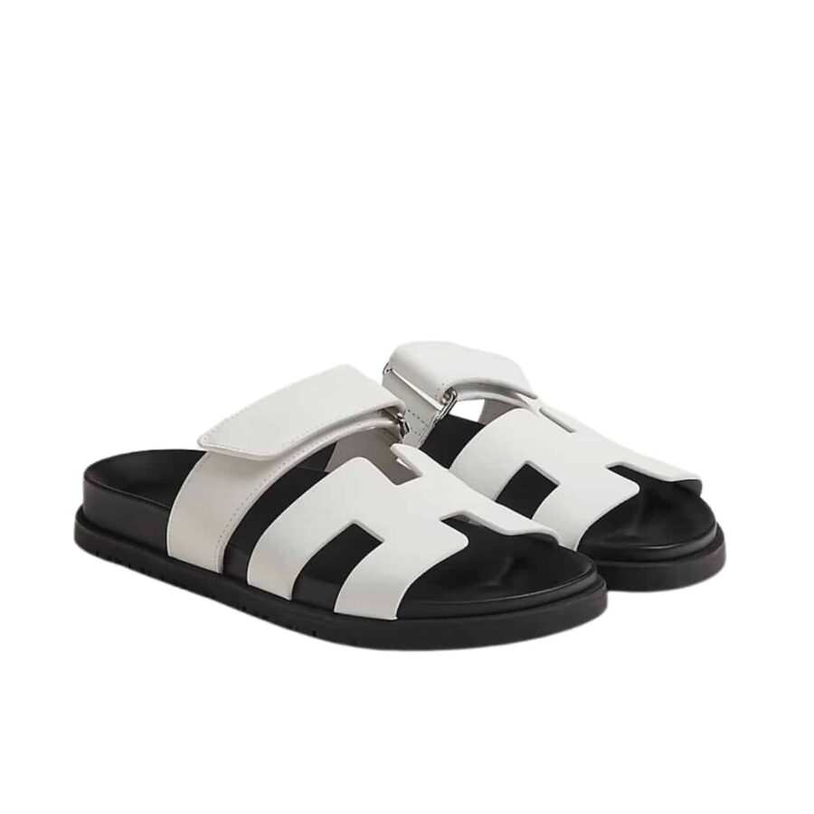 Hermes Chypre Sandal Blanc Calfskin White H222100Z 90345