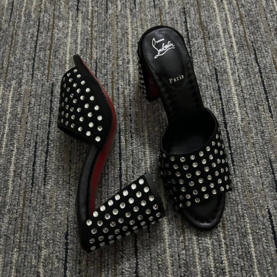 Alternative view of Christian Louboutin Jane 85 Black Strass Mules 1240729T023