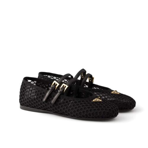 Prada Mesh Fabric Ballerinas Black 1F915N 099 F0002 F 005