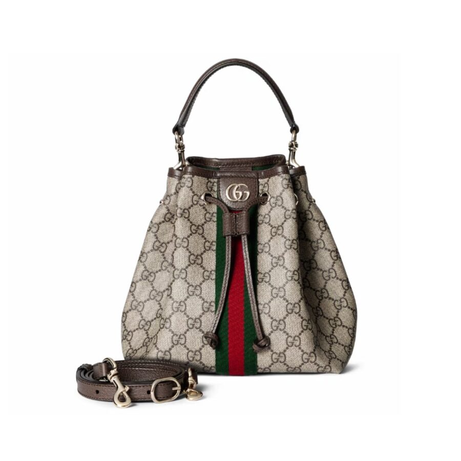 Gucci Ophidia Small Bucket Bag Beige And Dark Brown 22Cm 841313 Fae0K 9853