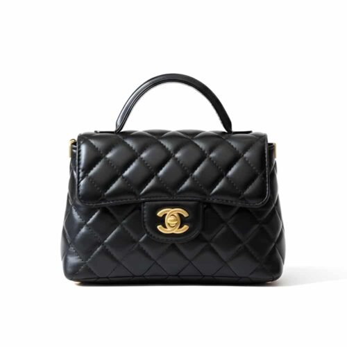 Chanel Mini Flap Top Handle Bag And Gold Metal Black 20Cm AS5355 B19386 94305