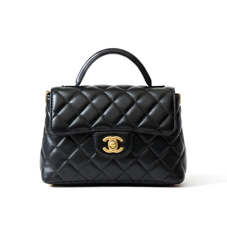 Chanel Mini Flap Top Handle Bag And Gold Metal Black 20Cm AS5355 B19386 94305