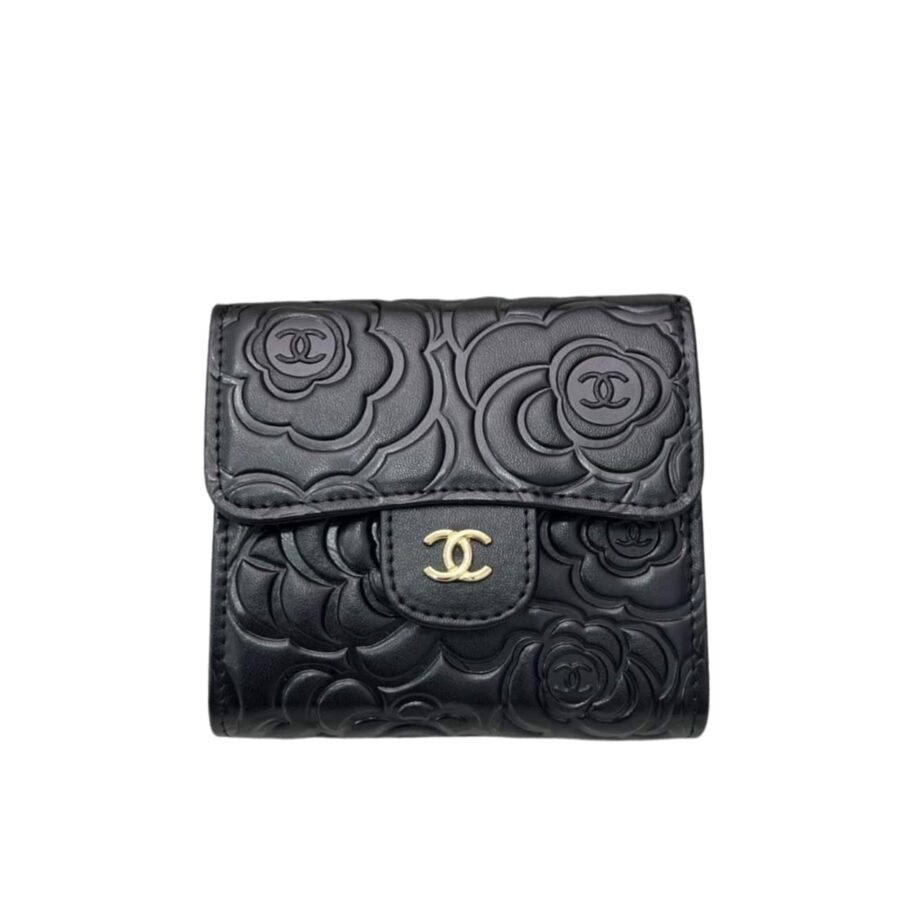 Chanel Small Floral Wallet Black 11.5Cm