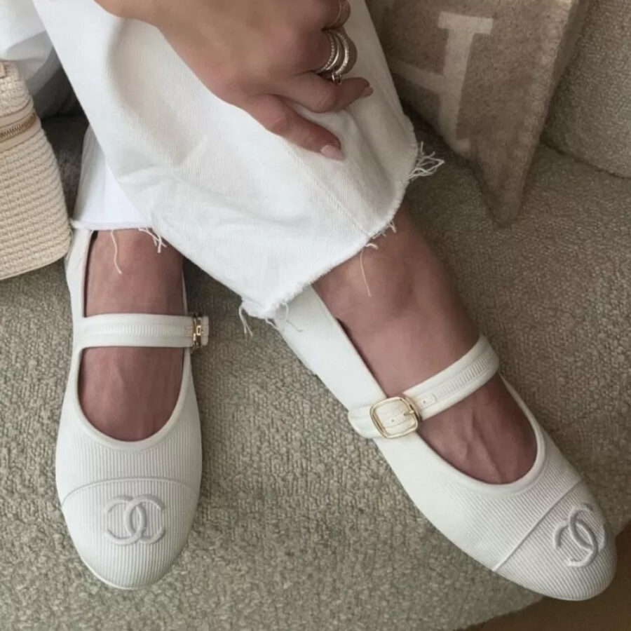 Alternative view of Chanel Mary Jane Ballet Flat White G45503 B16406 NX269